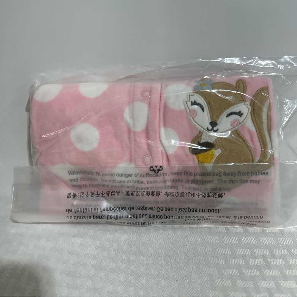 Carters 9 Months Outfit NWT Long Sleeve Pink WITH WHITE POLKA DOTS AND SQUIRREL